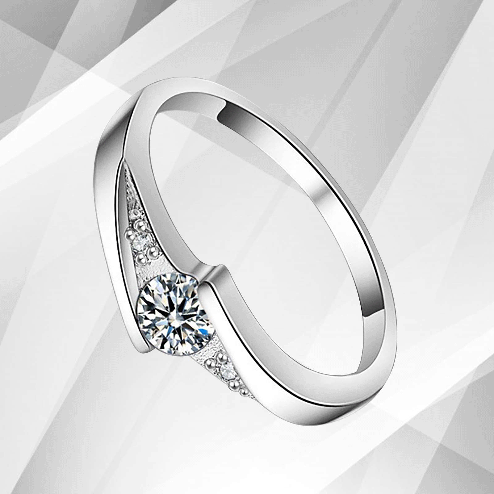 1.68Ct Round Cut CZ Diamond Bridal Engagement Promise Ring in 18Ct White Gold, showcasing its elegant design and brilliant sparkle.