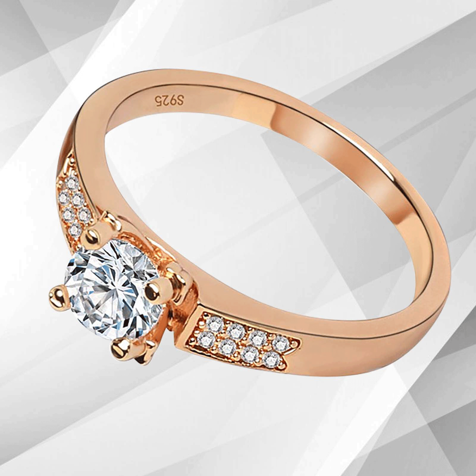 1.68Ct Round-Cut CZ Diamond Solitaire Bridal Engagement Ring in 18Ct Rose Gold with a contemporary 6 claw prong setting.