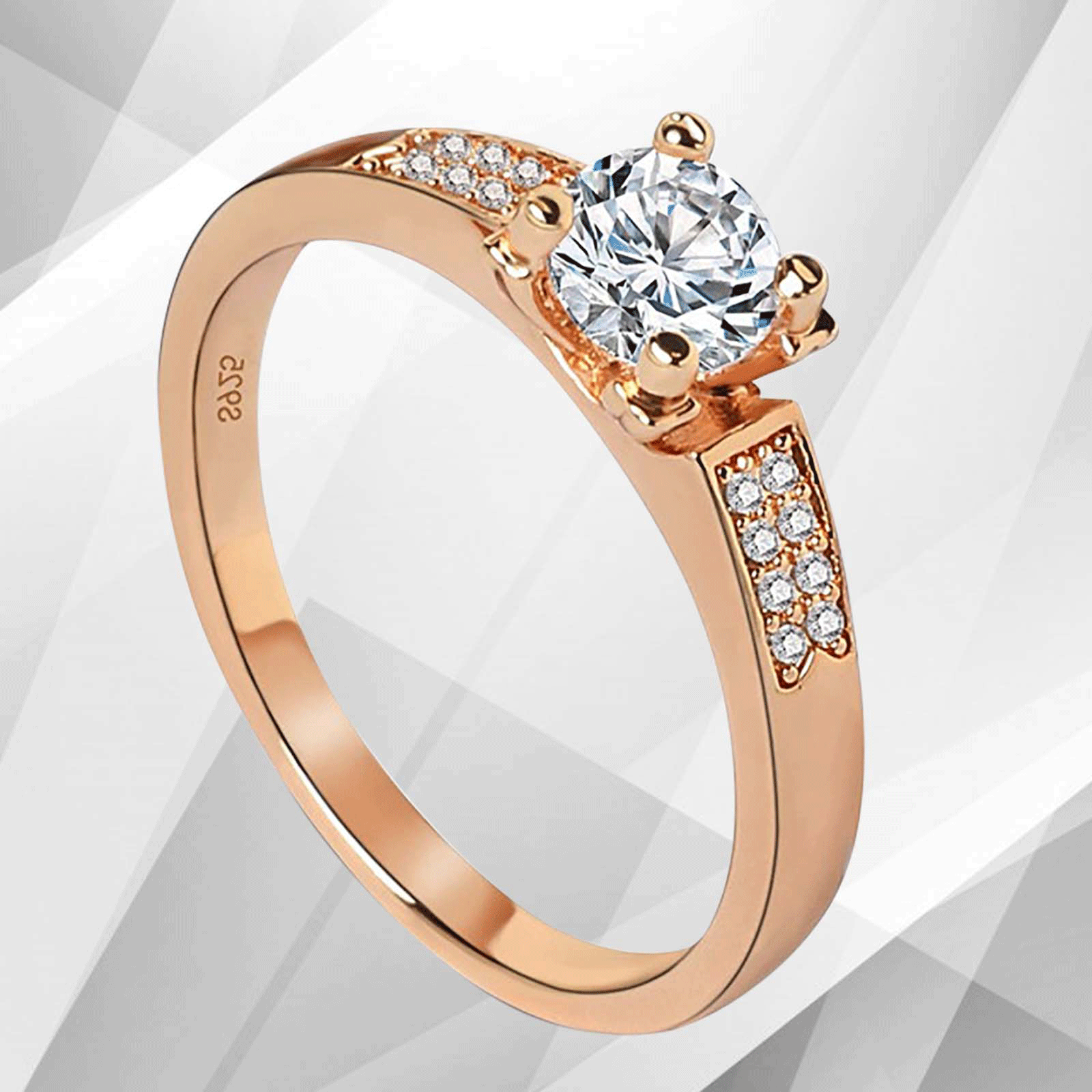 1.68Ct Round-Cut CZ Diamond Solitaire Bridal Engagement Ring in 18Ct Rose Gold with a contemporary 6 claw prong setting.