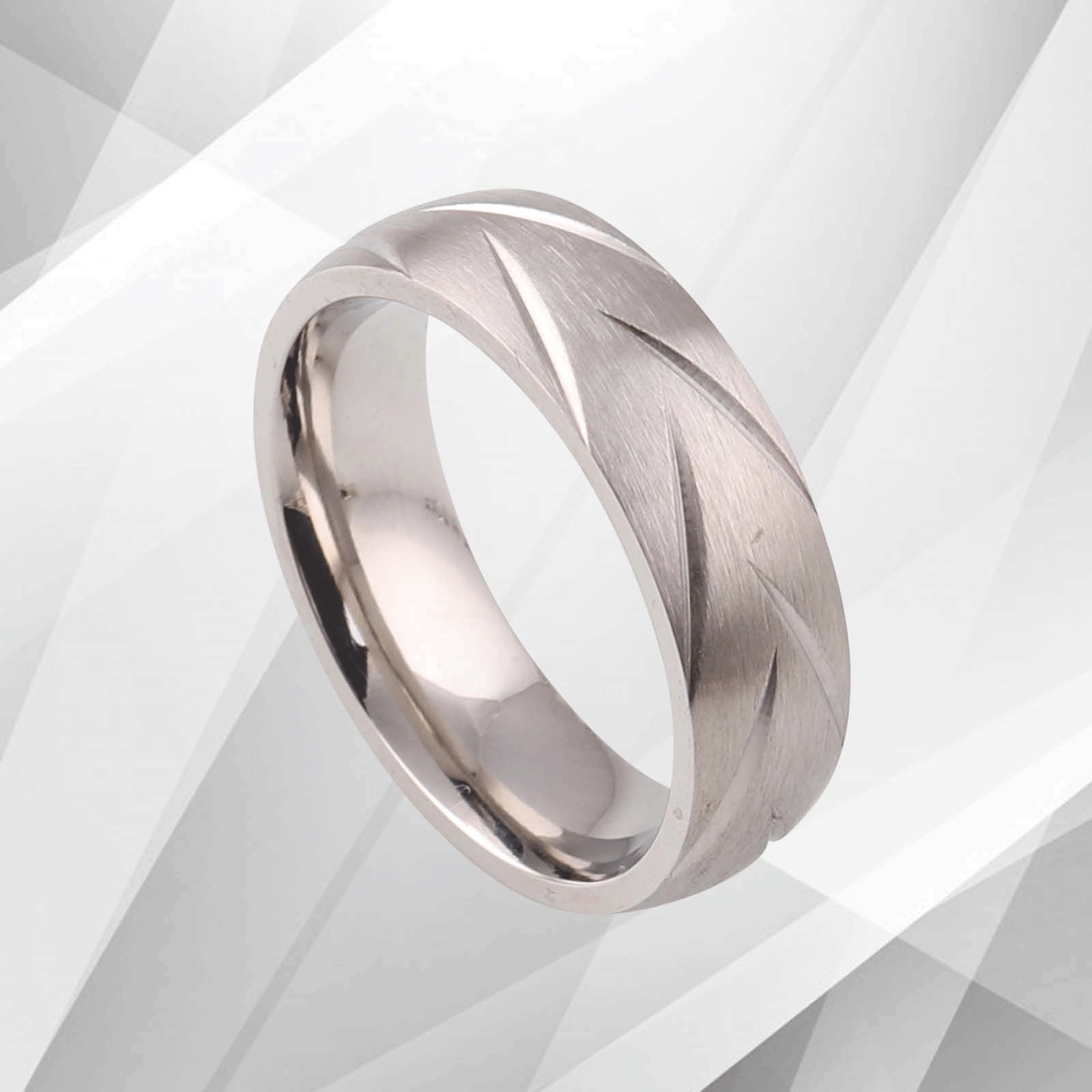 18Ct White Gold Over Men's Anniversary Wedding Tungsten Carbide Band, featuring a brushed finish and sparkling white gold interior.