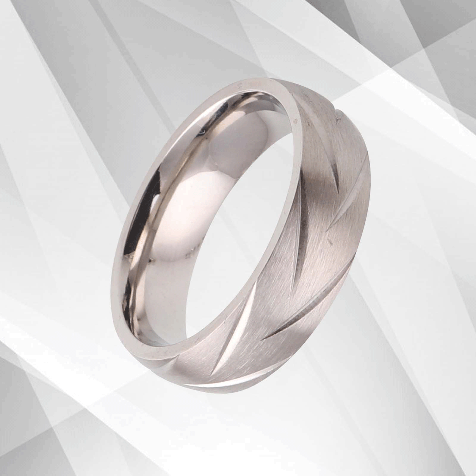 18Ct White Gold Over Men's Anniversary Wedding Tungsten Carbide Band, featuring a brushed finish and sparkling white gold interior.