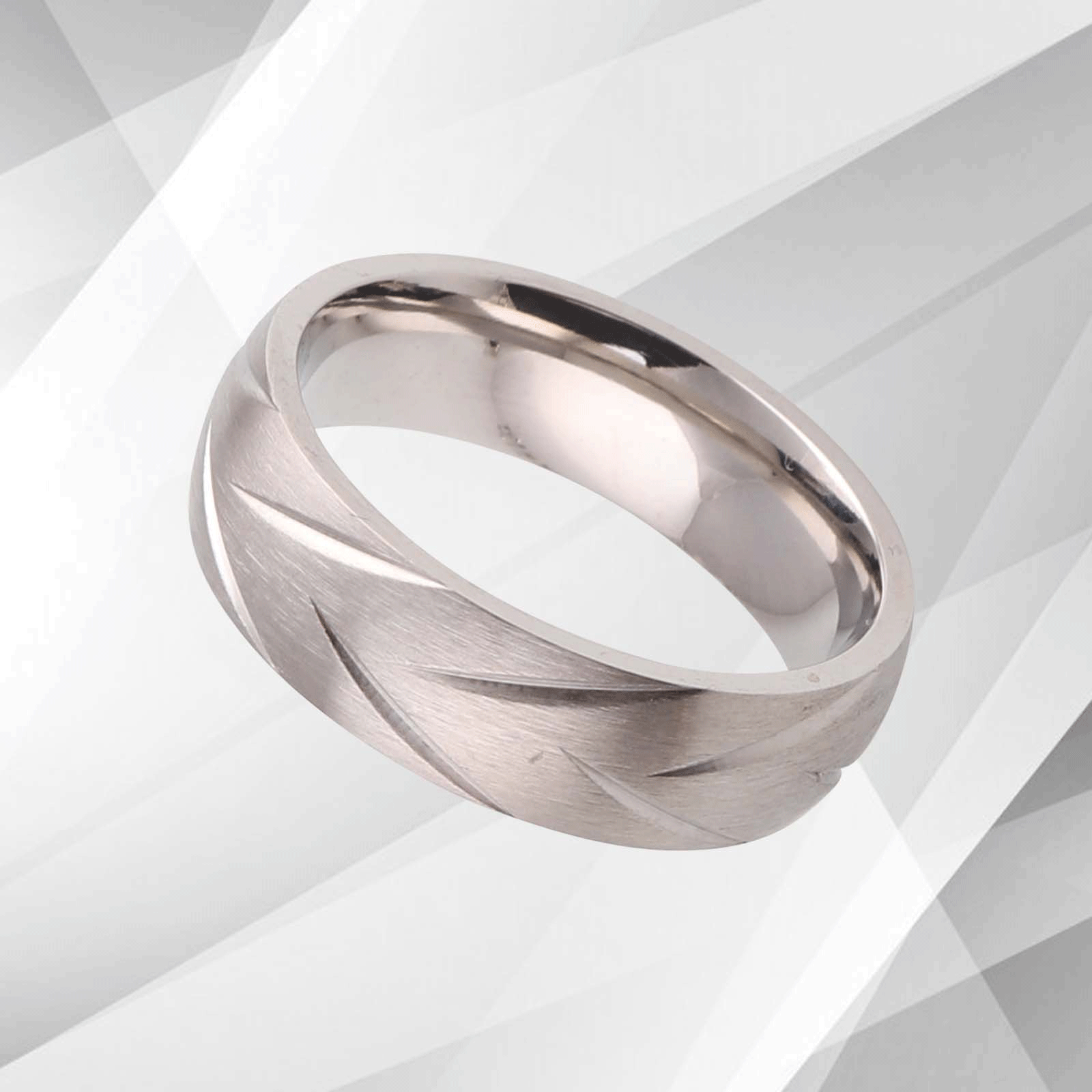 18Ct White Gold Over Men's Anniversary Wedding Tungsten Carbide Band, featuring a brushed finish and sparkling white gold interior.