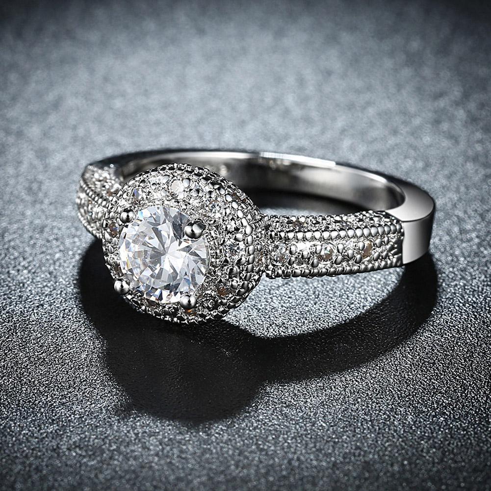 Elegant 1.90 CTTW Single Crystal Multi-Pav'e Engagement Ring Set in 18K White Gold, featuring a brilliant white crystal centerpiece.