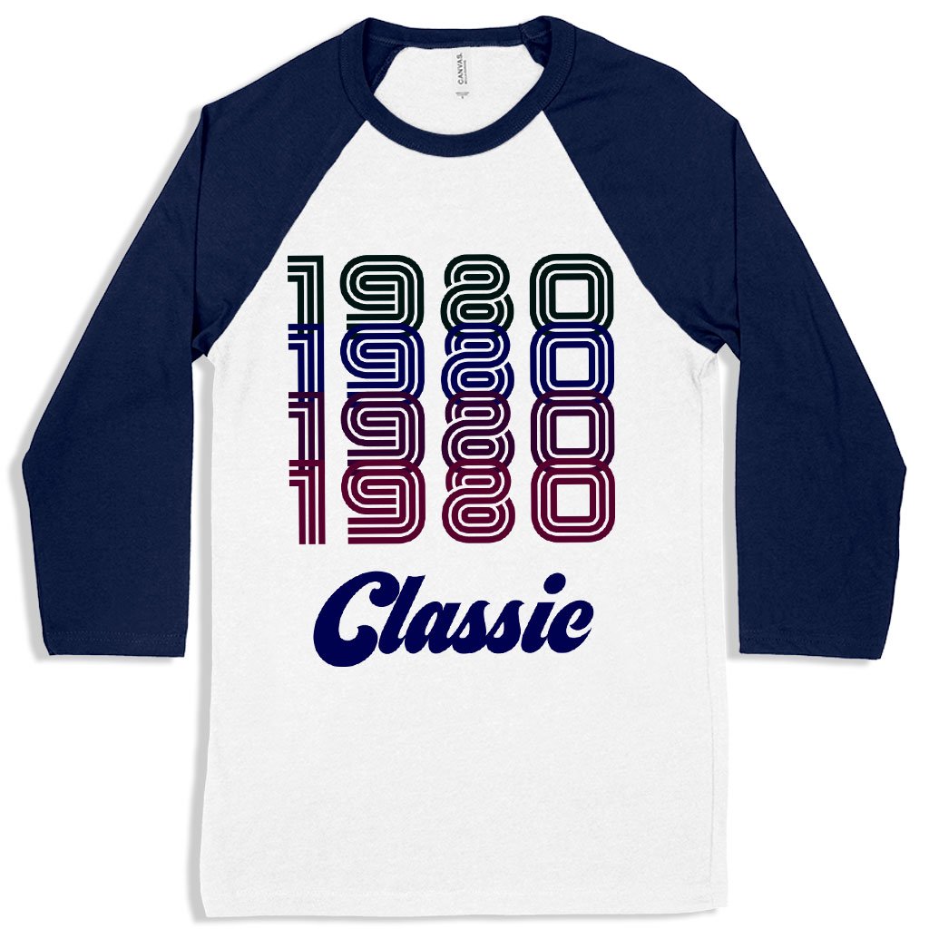 1980 Classic Baseball T-Shirt featuring contrast raglan sleeves and two-tone trim, made from soft Airlume cotton.