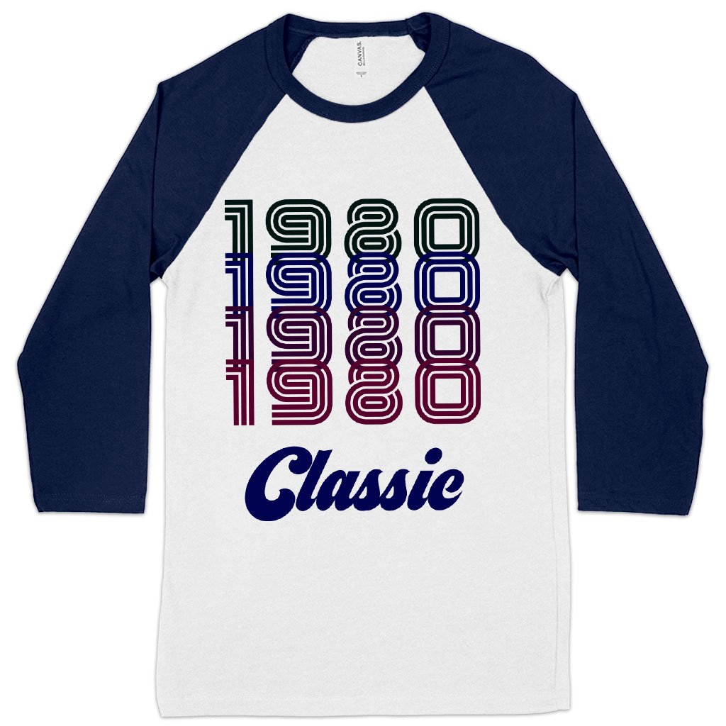 1980 Classic Baseball T-Shirt featuring contrast raglan sleeves and two-tone trim, made from soft Airlume cotton.