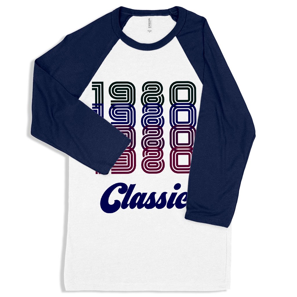 1980 Classic Baseball T-Shirt featuring contrast raglan sleeves and two-tone trim, made from soft Airlume cotton.