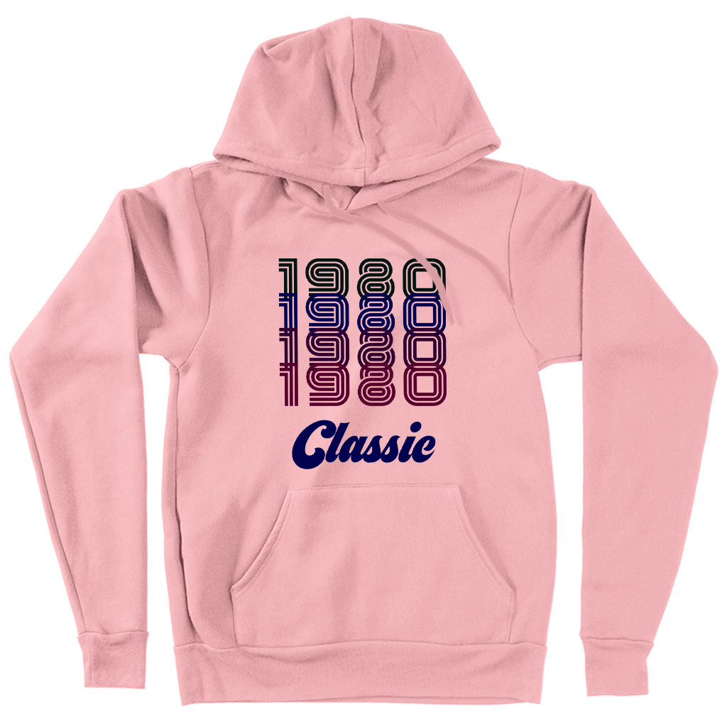 A stylish 1980 Classic Hoodie in various colors, showcasing its soft fabric and modern design.