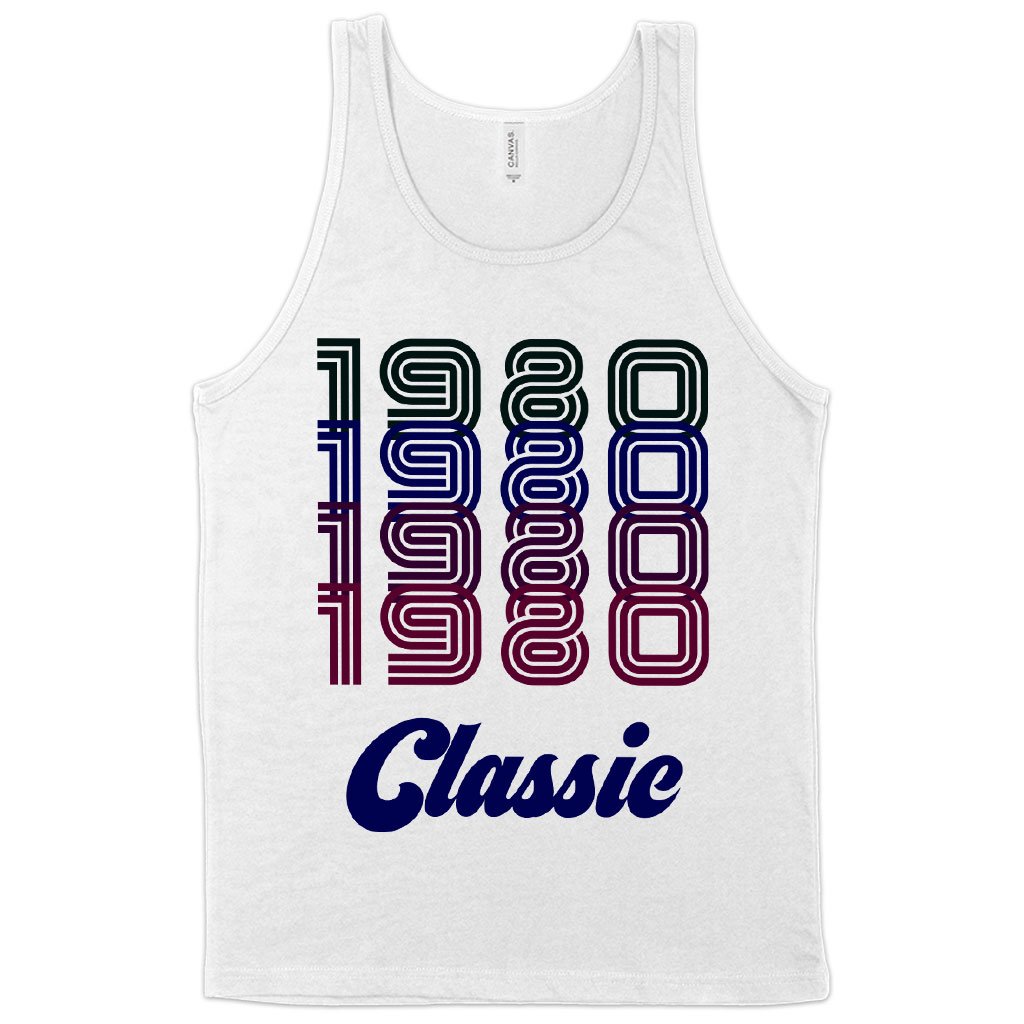 A stylish 1980 Classic Tank top made from soft Airlume cotton, featuring a rounded neck and available in various colors.