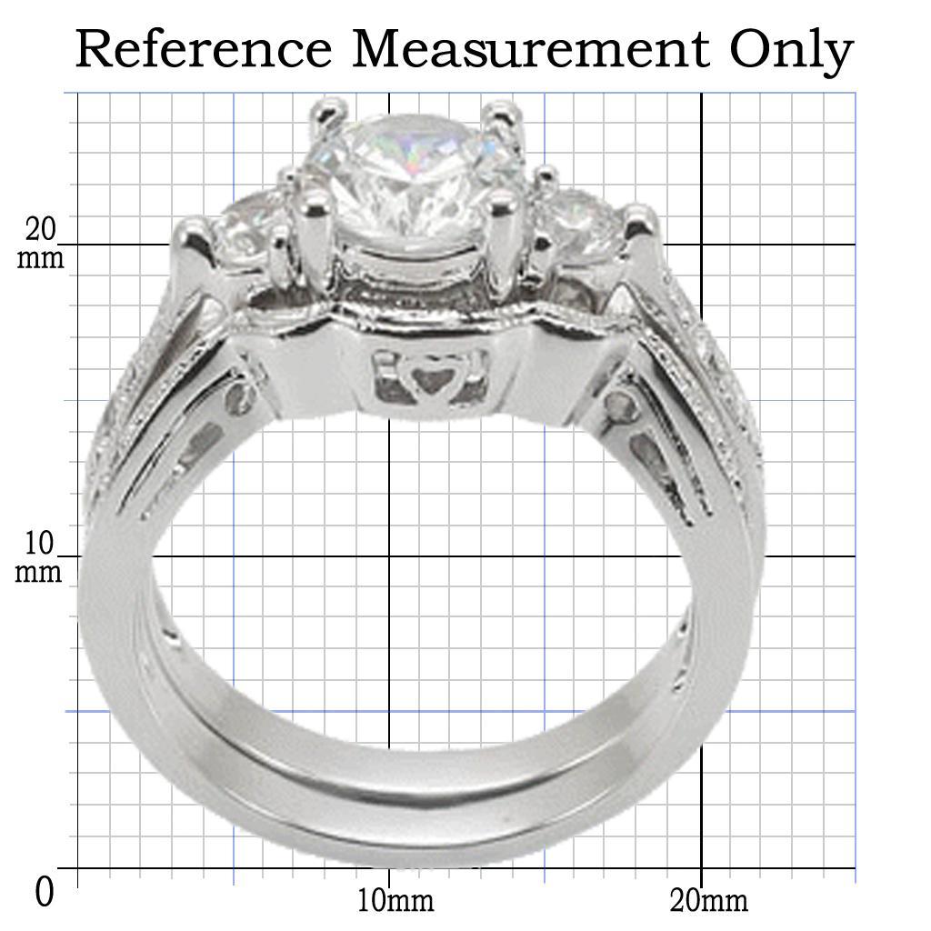 1W002 Rhodium Brass Ring featuring a clear AAA Grade CZ center stone, elegantly designed for versatile wear.