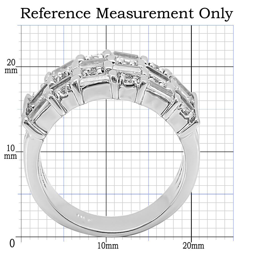 1W024 Rhodium Brass Ring featuring a clear AAA Grade CZ center stone, showcasing its elegant design and luxurious finish.