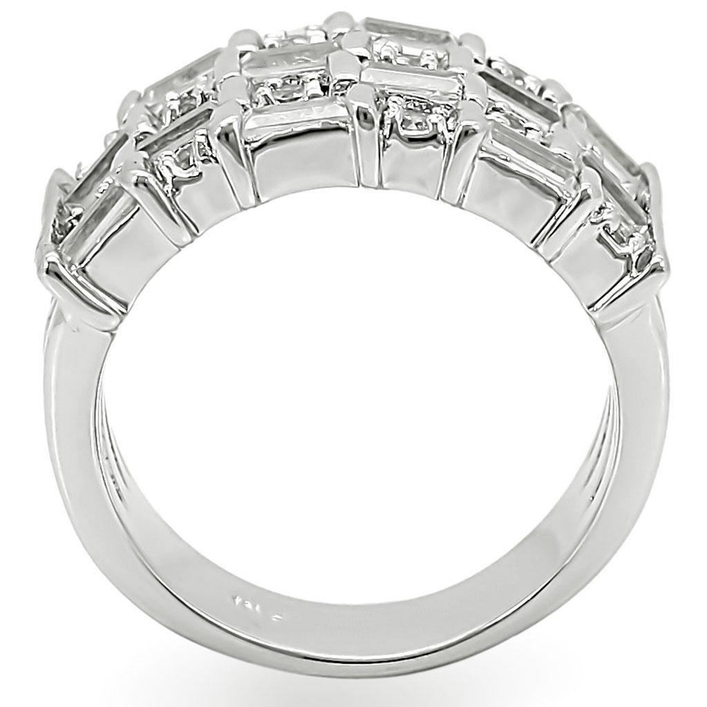 1W024 Rhodium Brass Ring featuring a clear AAA Grade CZ center stone, showcasing its elegant design and luxurious finish.