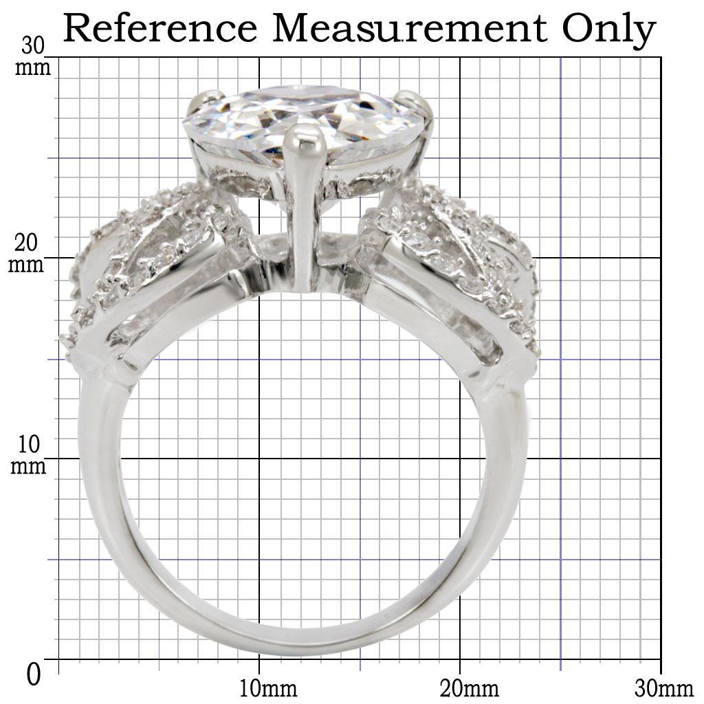 1W027 Rhodium Brass Ring featuring a clear AAA Grade CZ stone, showcasing its elegant design and luxurious finish.