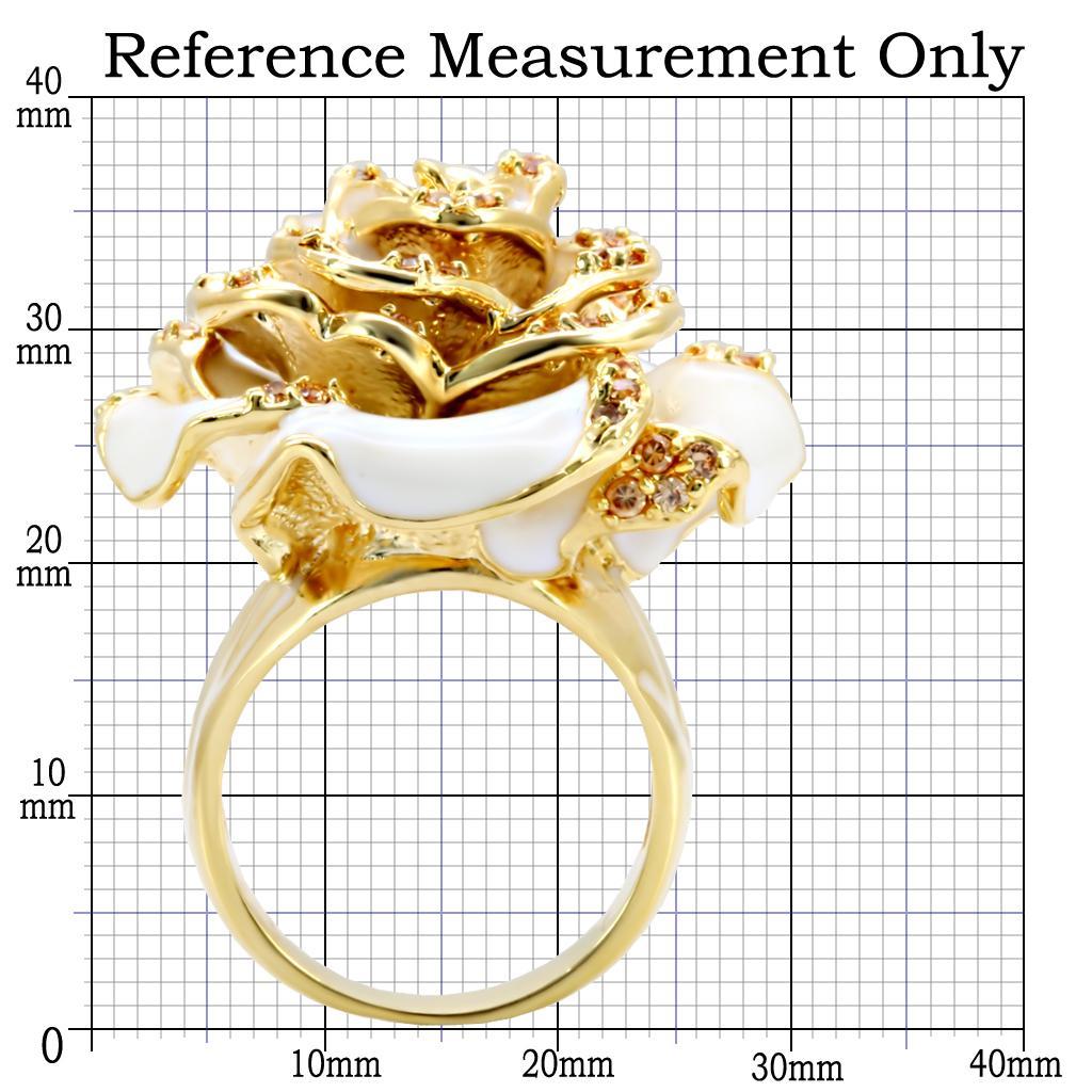 1W040 Gold Brass Ring featuring AAA Grade CZ in Champagne color, showcasing its elegant design and sparkling center stone.