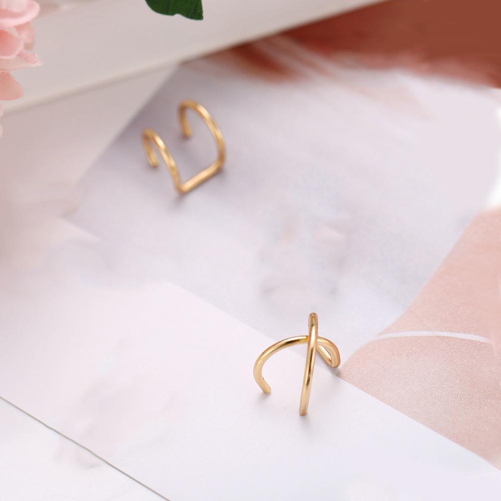 Elegant 2 Piece Ear Cuff earrings, 18K gold plated, showcasing Italian craftsmanship and hypoallergenic design.