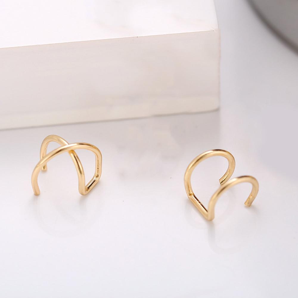 Elegant 2 Piece Ear Cuff earrings, 18K gold plated, showcasing Italian craftsmanship and hypoallergenic design.