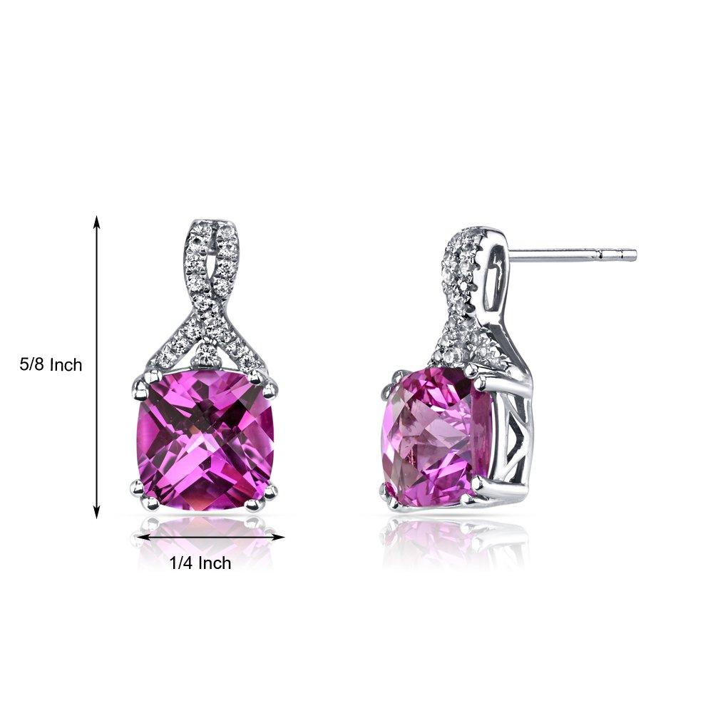 Elegant 2.00 CT Cushion Cut Pink Tourmaline Stud Earrings in 18K White Gold, showcasing their stunning design and vibrant color.