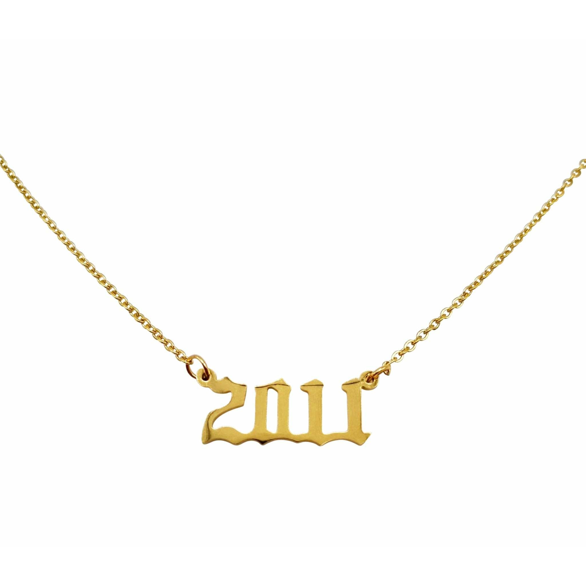 A beautiful 2011 Year Necklace made of tarnish-free stainless steel, available in gold and silver finishes, featuring an 18-inch chain and 2cm width.