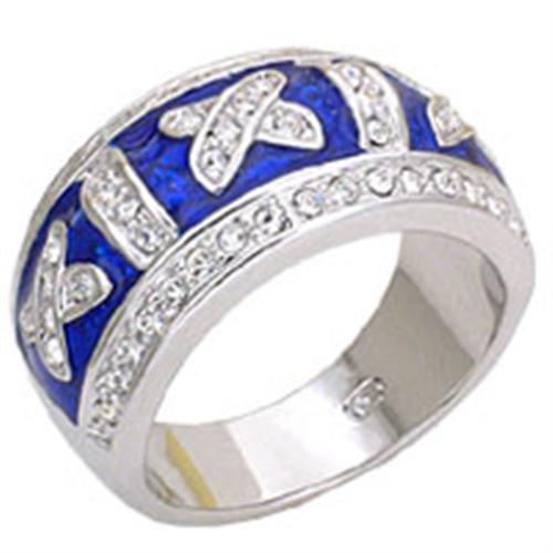 Rhodium brass ring featuring a clear top grade crystal, elegantly designed for sophistication.