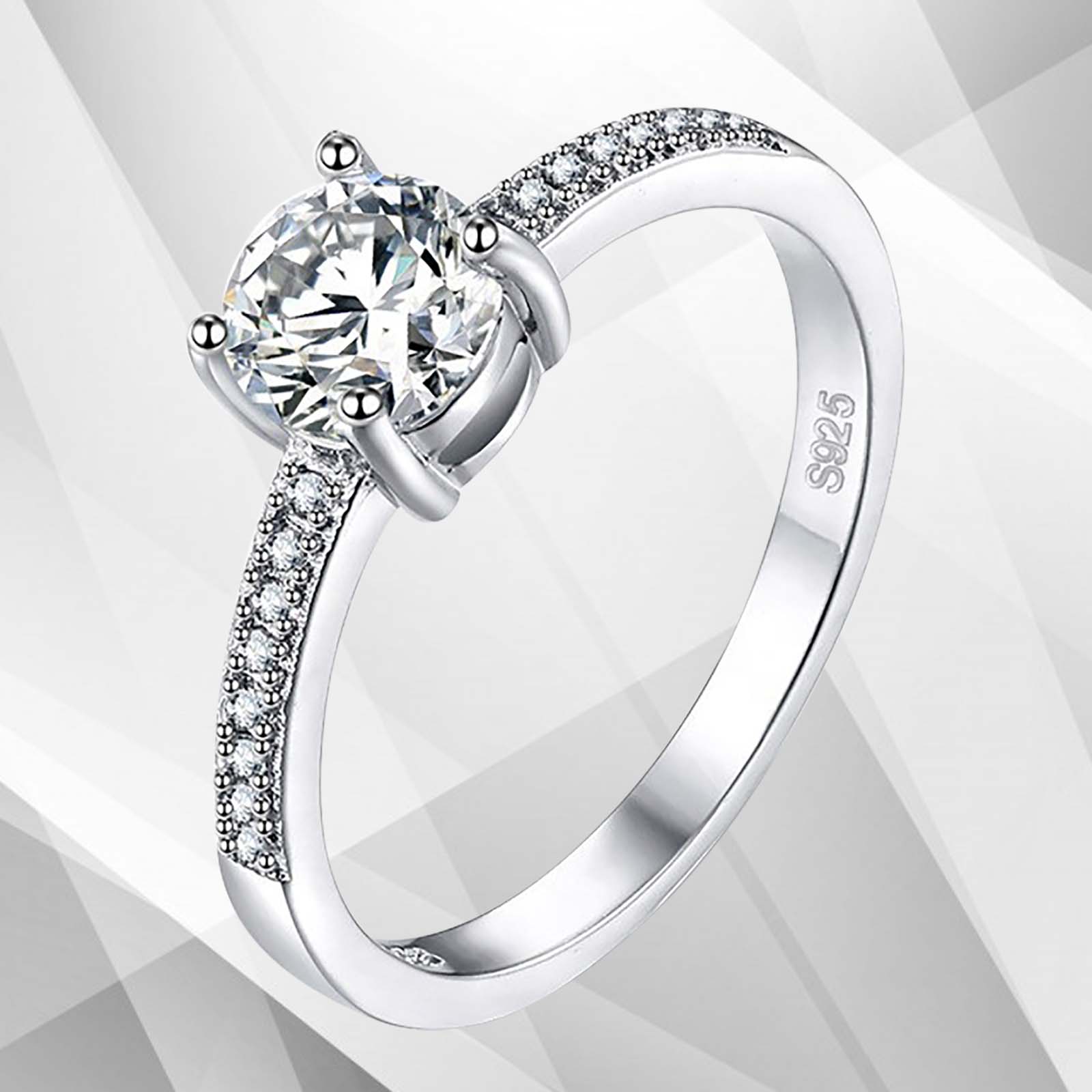 2.0Ct Round-Cut CZ Diamond Solitaire Bridal Engagement Ring in 18Ct White Gold, showcasing a brilliant diamond set in a prong setting.