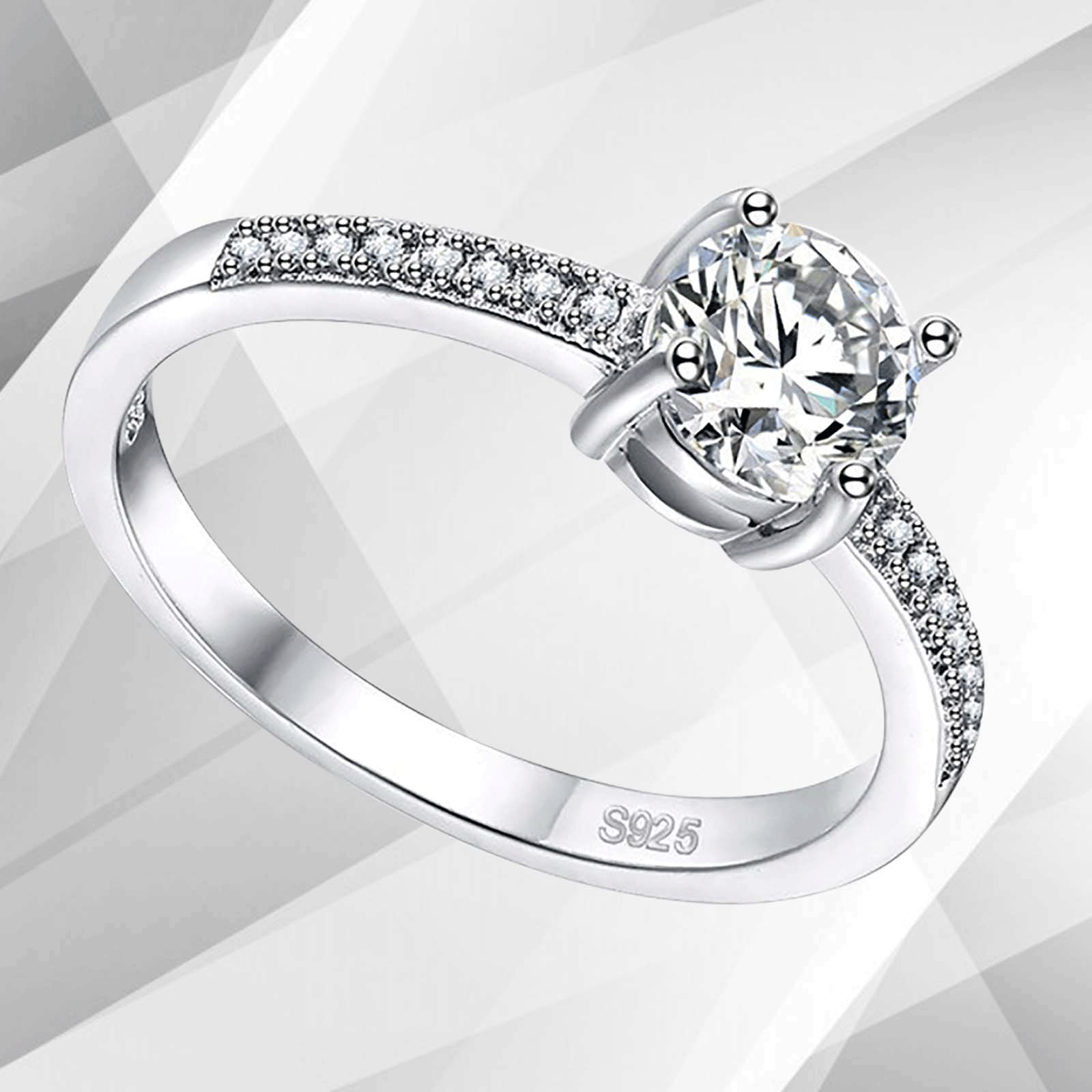 2.0Ct Round-Cut CZ Diamond Solitaire Bridal Engagement Ring in 18Ct White Gold, showcasing a brilliant diamond set in a prong setting.