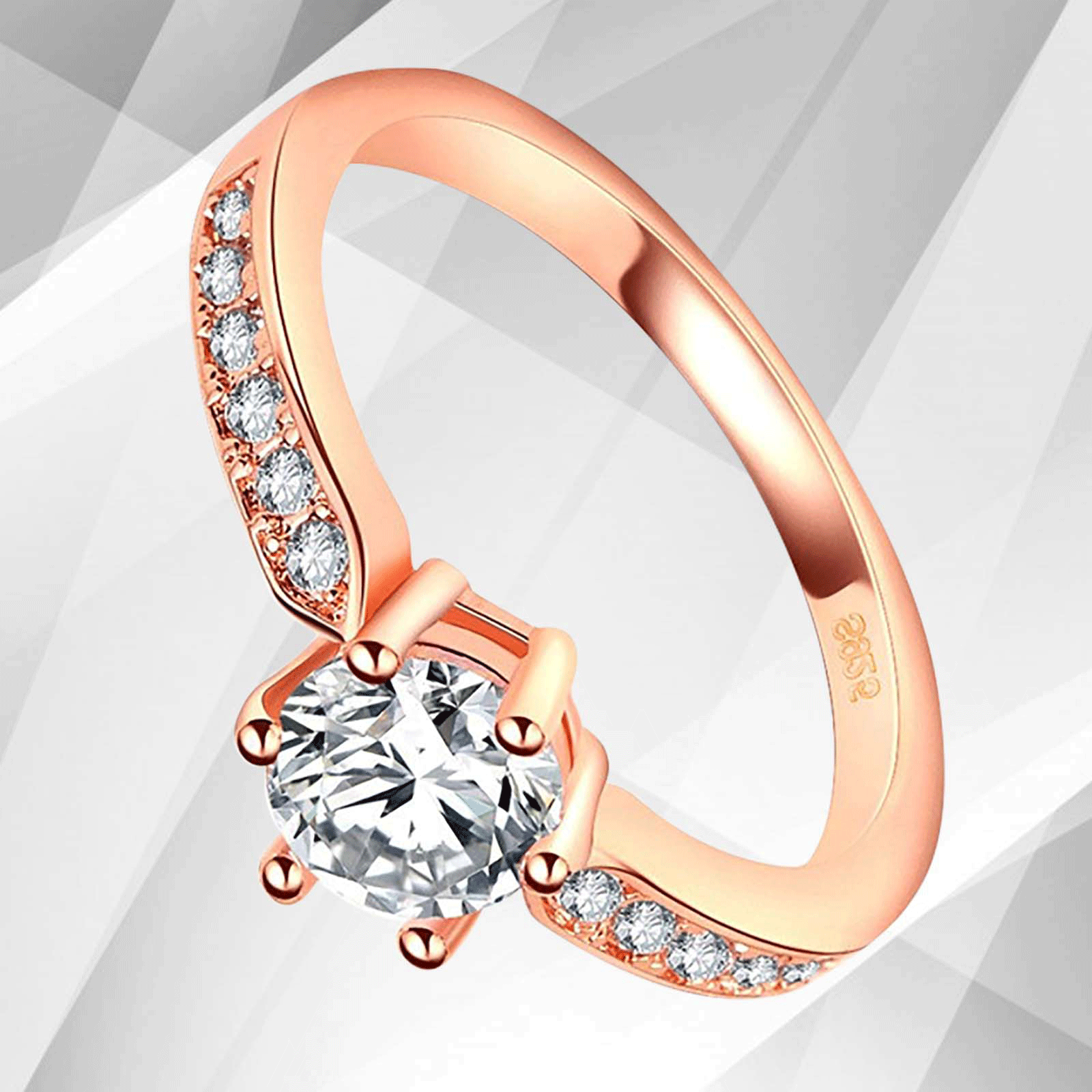 2.0Ct Round-Cut CZ Diamond Solitaire Bridal Engagement Ring in 18Ct Rose Gold with 6 Claw Prong Settings.