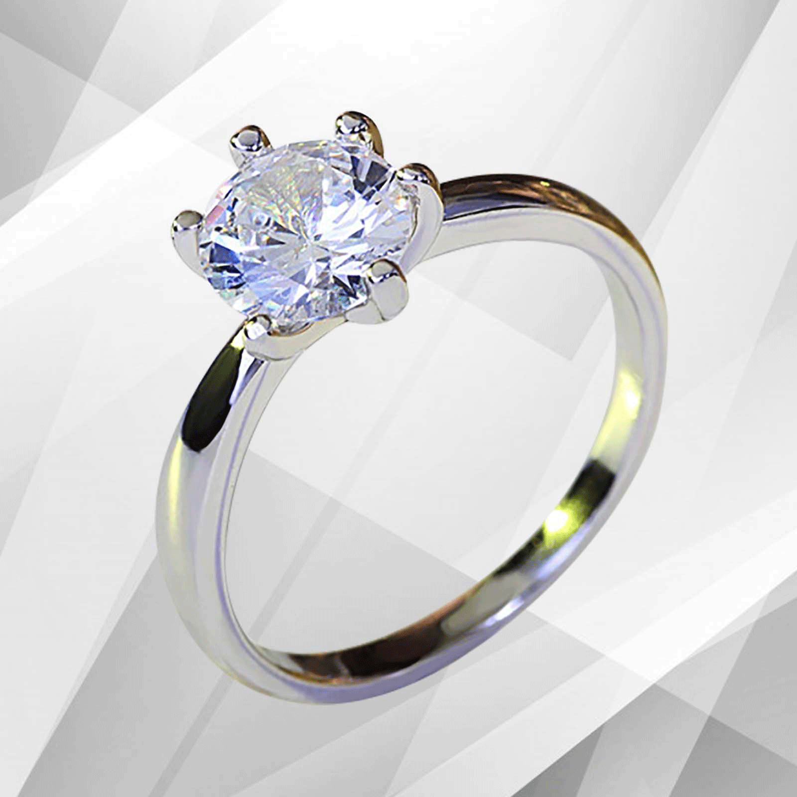 2.0Ct Round-Cut Diamond Solitaire Bridal Engagement Ring in 18Ct white gold, showcasing a brilliant round diamond in a pave setting.