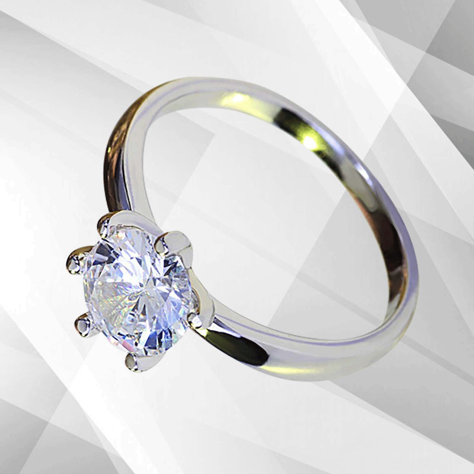 2.0Ct Round-Cut Diamond Solitaire Bridal Engagement Ring in 18Ct white gold, showcasing a brilliant round diamond in a pave setting.