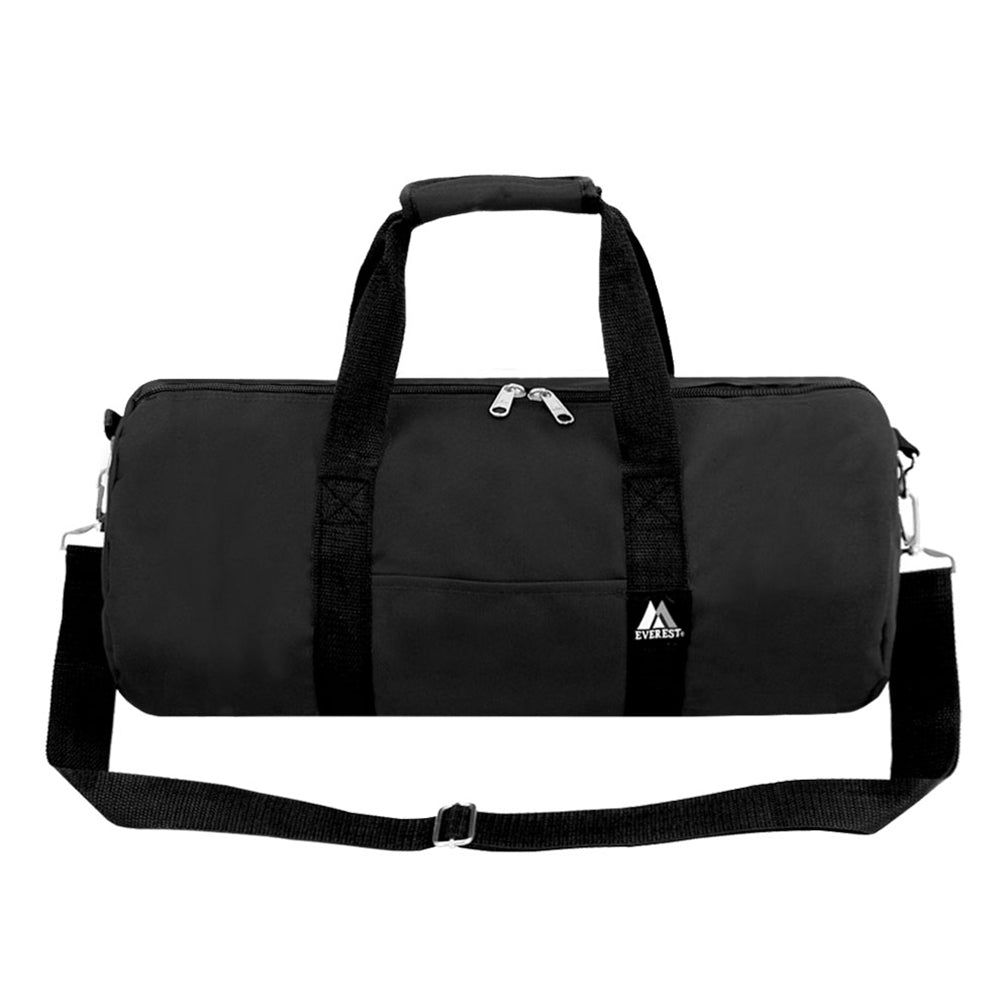 A stylish 23 Inch Round Duffel bag made from durable 600D polyester, featuring a zippered main compartment and adjustable shoulder strap.