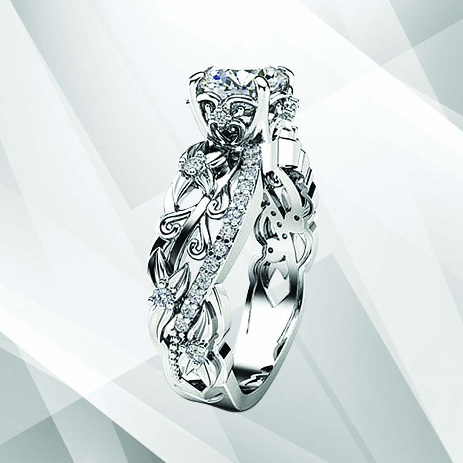 2.50Ct Round Cut Diamond Solitaire Bridal Engagement Ring in 18Ct white gold, featuring a brilliant round diamond in a prong setting.