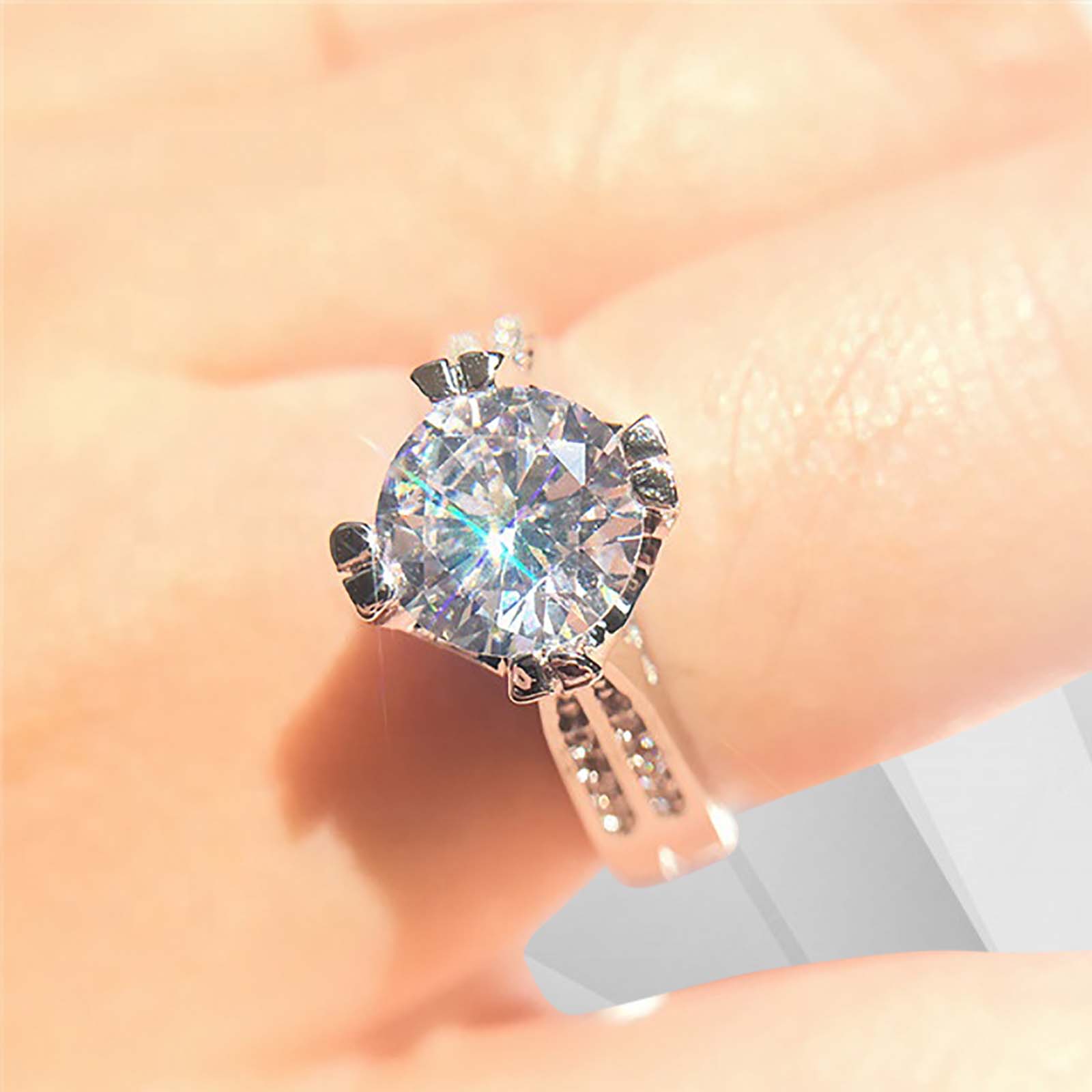 2.5Ct Round-Cut CZ Diamonds Solitaire Bridal Engagement Ring set in 18K White Gold, showcasing a brilliant round diamond in a prong setting.