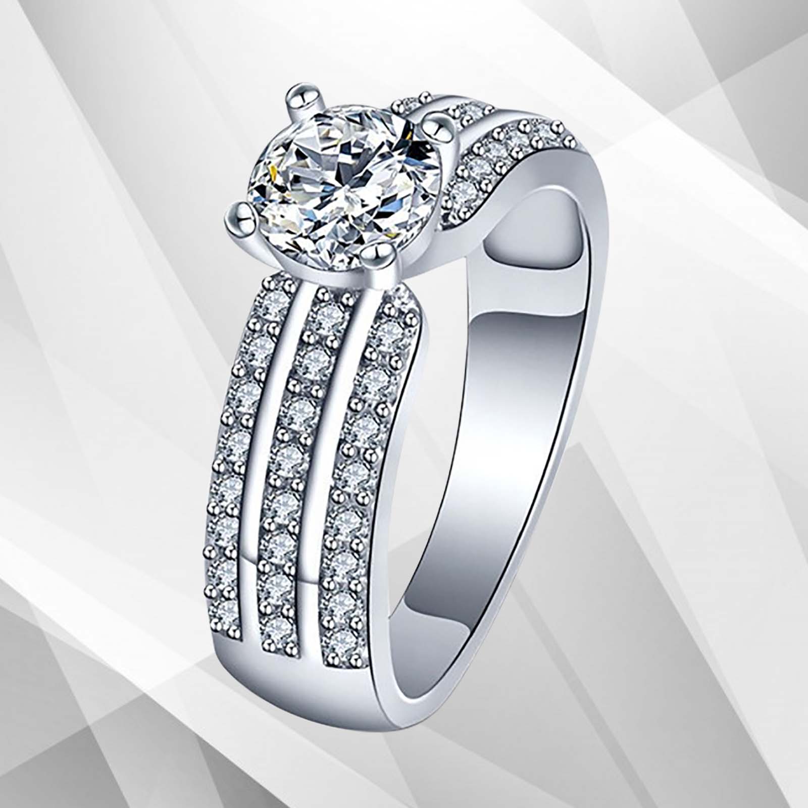 2.5Ct Round-Cut CZ Diamonds Solitaire Bridal Engagement Ring set in 18K White Gold, showcasing a brilliant diamond in a contemporary prong setting.