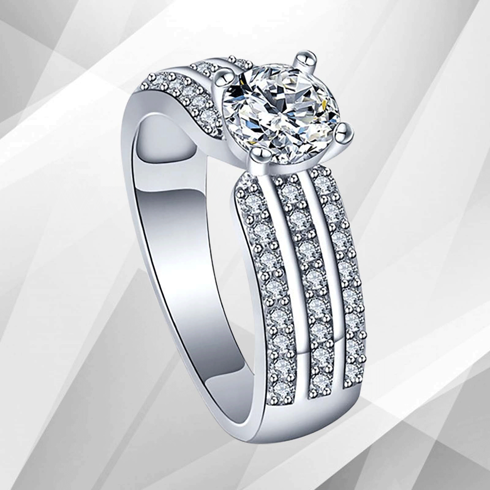 2.5Ct Round-Cut CZ Diamonds Solitaire Bridal Engagement Ring set in 18K White Gold, showcasing a brilliant diamond in a contemporary prong setting.