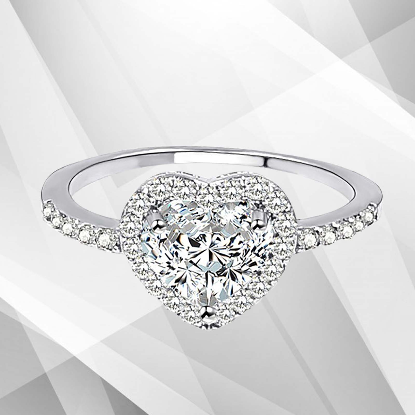 2.88Ct Heart-Cut CZ Diamonds Halo Bridal Engagement Ring in 18Ct white gold, showcasing a heart-shaped center stone surrounded by a sparkling halo.