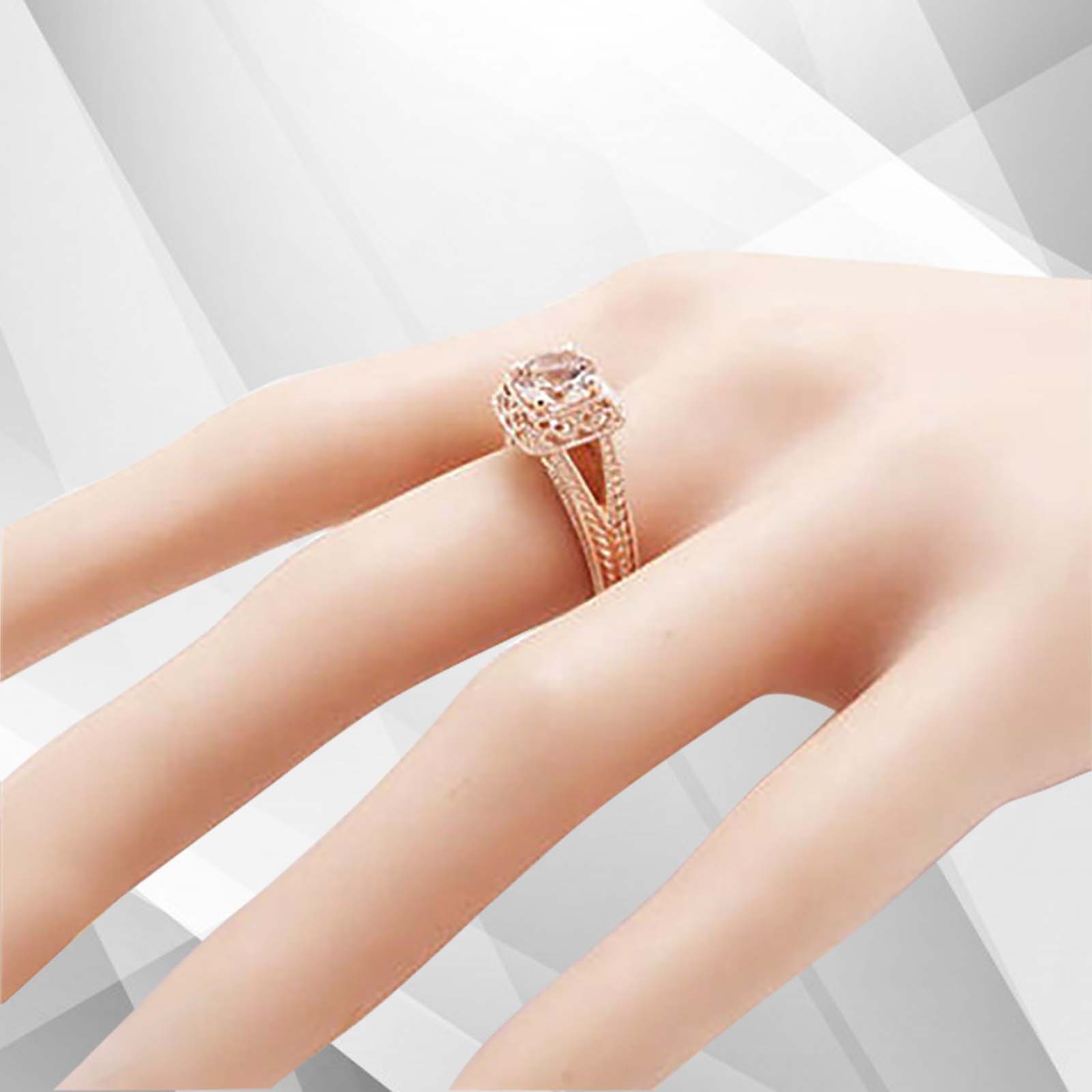 2.88Ct Morganite Diamond Cushion Halo Engagement Ring in 18Ct Rose Gold, featuring a round cut diamond in a stunning halo setting.