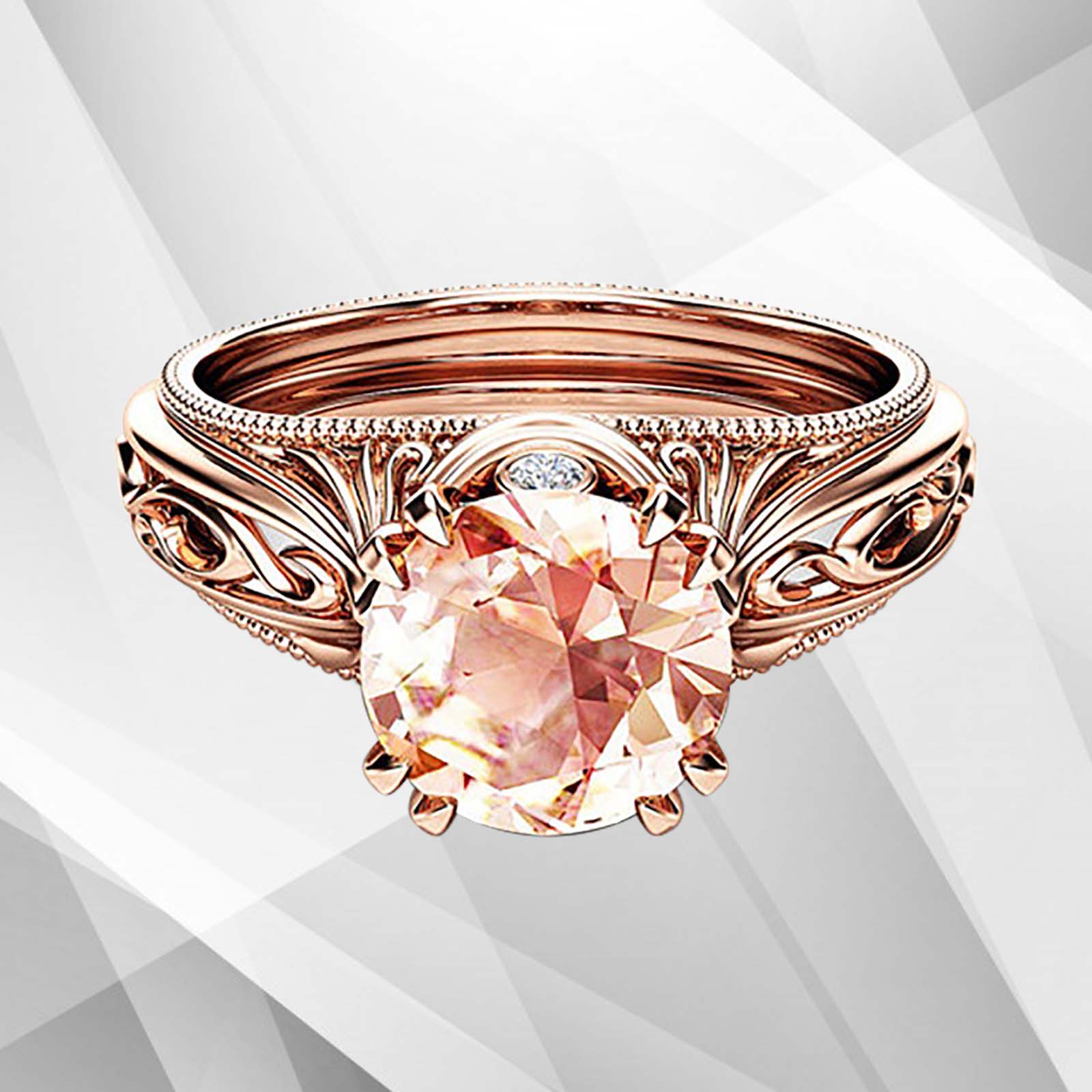 2.88Ct Round-Cut CZ Diamond Solitaire Engagement Ring in 18Ct Rose Gold, showcasing its elegant design and sparkling diamond.