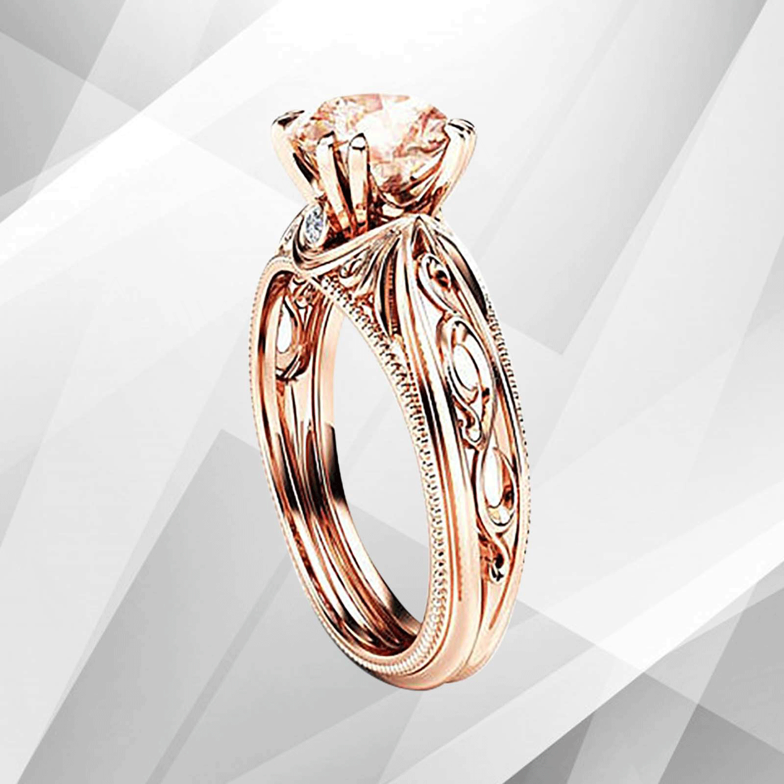 2.88Ct Round-Cut CZ Diamond Solitaire Engagement Ring in 18Ct Rose Gold, showcasing its elegant design and sparkling diamond.