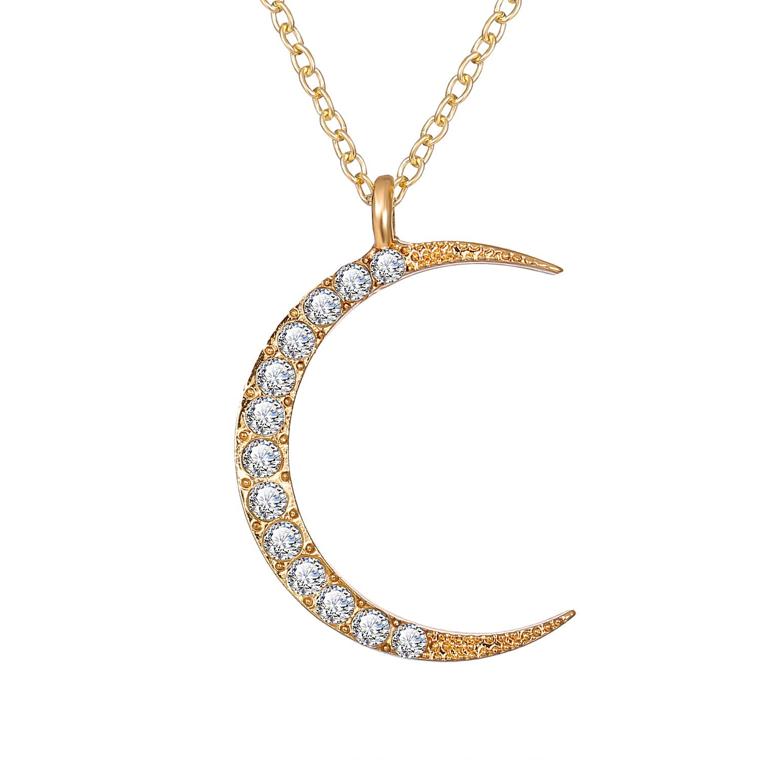 A stunning 3 Piece Celestial Pave Necklace featuring ® Crystals, elegantly designed with 18K gold plating and a link chain.