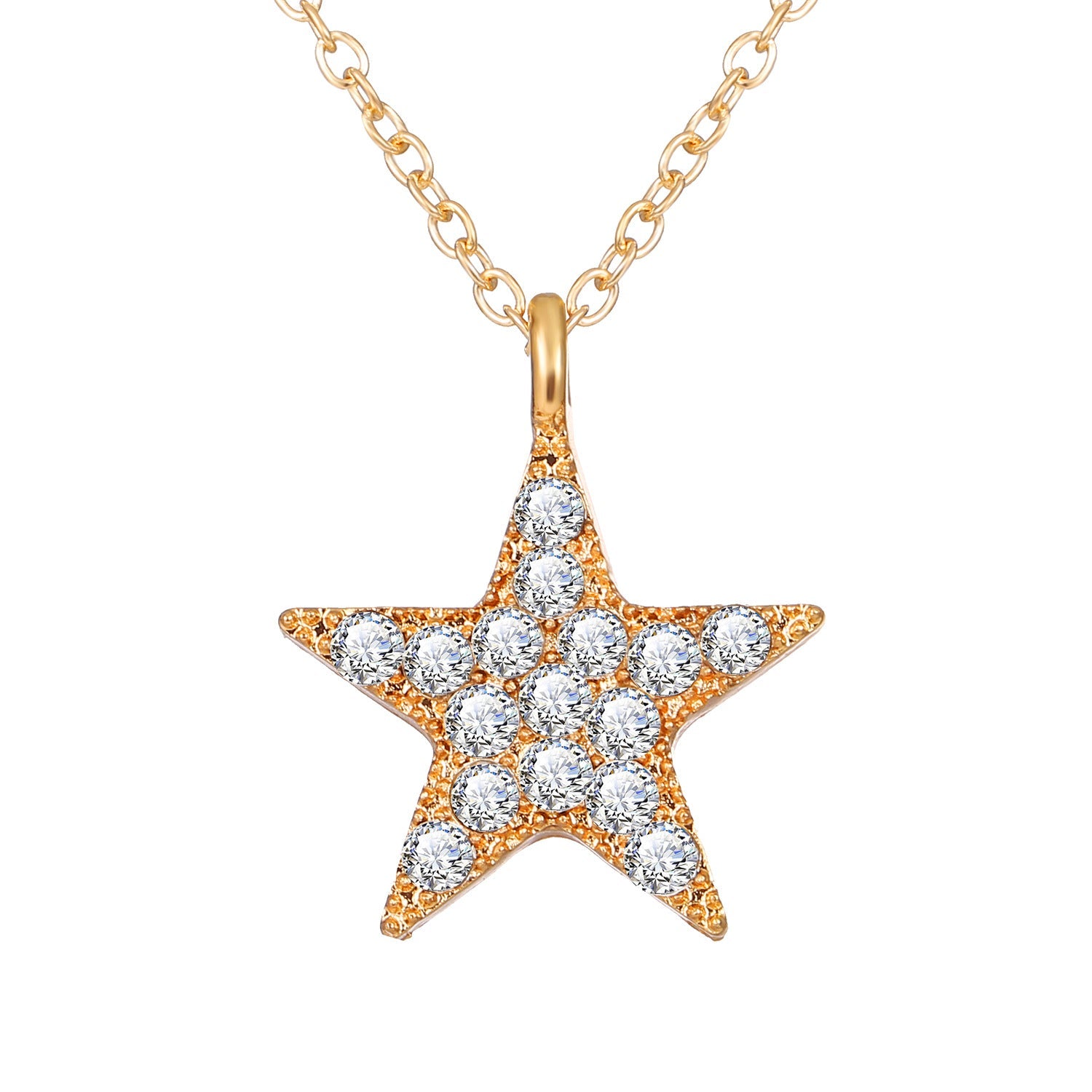 A stunning 3 Piece Celestial Pave Necklace featuring ® Crystals, elegantly designed with 18K gold plating and a link chain.