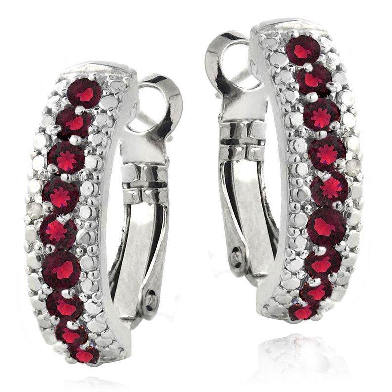 Elegant 3.00 Ct Genuine Ruby Leverback Earrings embellished with certified crystals, showcasing a luxurious design in 18K white gold plating.