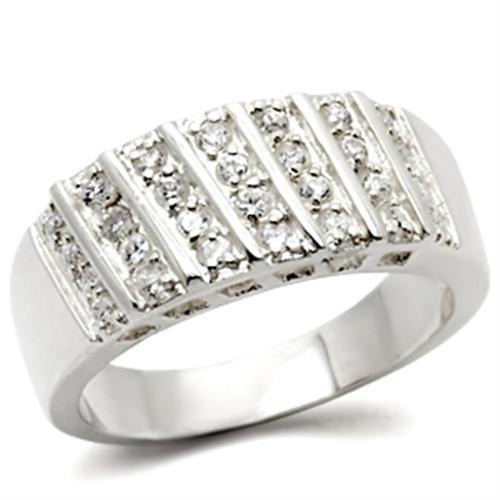 High-Polished 925 Sterling Silver Ring featuring a clear AAA Grade CZ stone, showcasing elegance and shine.