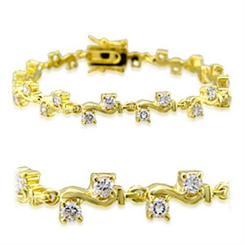 Elegant gold brass bracelet featuring AAA Grade clear CZ stone, perfect for any occasion.