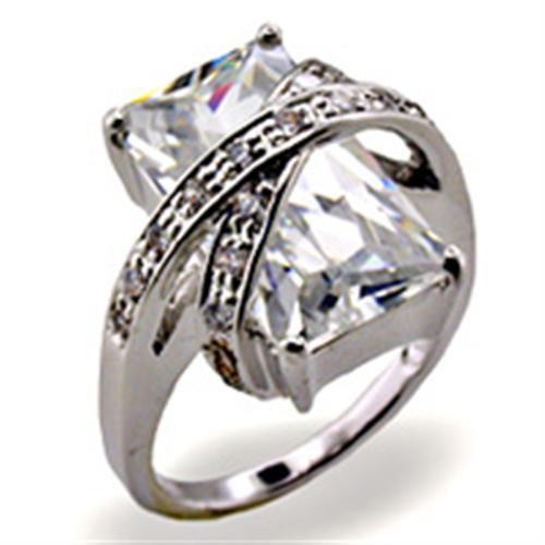 High-Polished 925 Sterling Silver Ring featuring a clear AAA Grade CZ stone, showcasing its elegant design and shine.