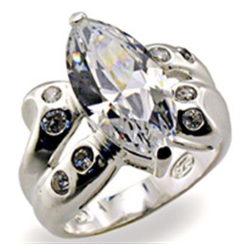 A high-polished 925 sterling silver ring featuring AAA grade clear cubic zirconia stones, showcasing elegance and shine.