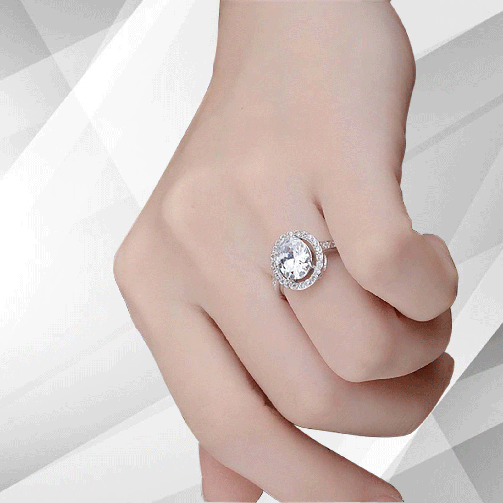 3.2Ct Round-Cut Diamond Cushion Halo Bridal Engagement Ring in 18Ct White Gold, showcasing a stunning round diamond surrounded by a halo of smaller stones.