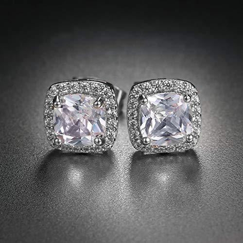 Elegant 3.50 CTTW cushion cut cubic zirconia sterling silver studs with butterfly back closure.