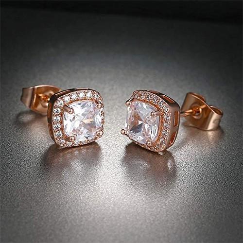 Elegant 3.50 CTTW cushion cut cubic zirconia sterling silver studs with butterfly back closure.