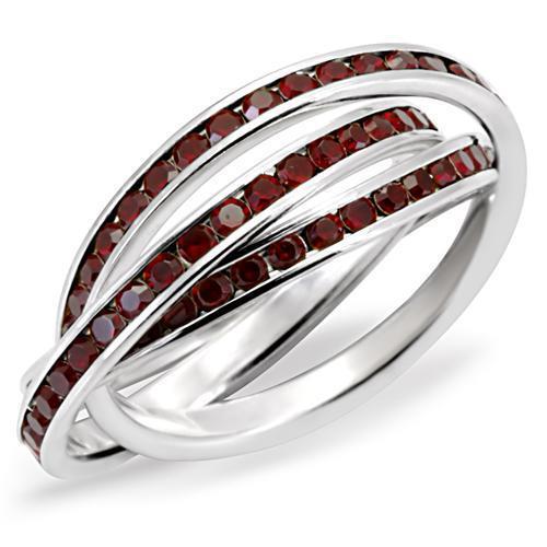 High-Polished 925 Sterling Silver Ring featuring a vibrant Siam top-grade crystal, showcasing elegance and craftsmanship.