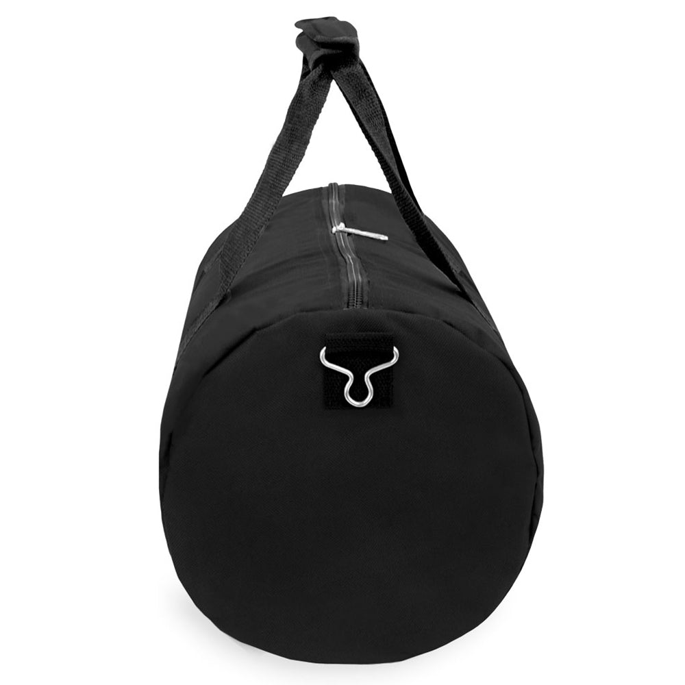 A 36 inch round duffel bag made of heavy-duty 600D polyester, featuring a water-resistant inner lining and a zippered front pocket.