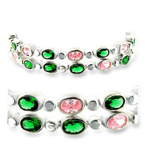 High-polished 925 sterling silver bracelet featuring multi-color AAA grade cubic zirconia stones, showcasing elegance and quality.