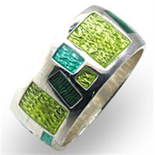 A high-polished 925 sterling silver ring featuring a vibrant multi-color epoxy stone, showcasing elegance and style.